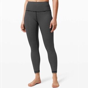 Lululemon Wunder Under Striped Black & White  High-Rise Tight 25" Size 6